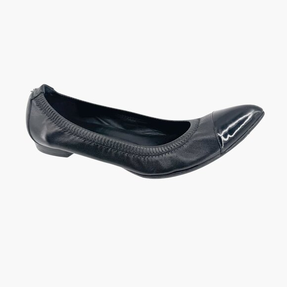 Chanel Cap Toe CC Ballet Flat Size 39 US 8-8.5 Black Pointed Toe Elastic Leather - Picture 9 of 15